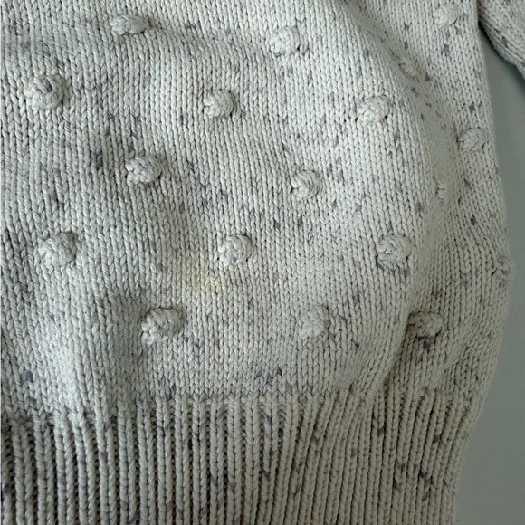 Dotty knit Cozy Cream Textured Pom-Pom Mock Neck Sweater - Picture 4 of 4